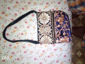 Black And Blue Floral Purse