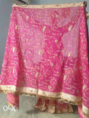 Bridal lehanga (magenta color, pure silk)