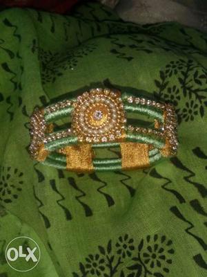 Green And Yellow Silk Thread Bracelet