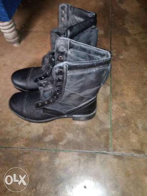 Men's Black Leather Combat Boots