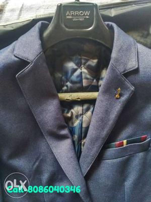Men's Blue Notch Lapel Suit Jacket