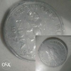 One rupee silver coin made in 