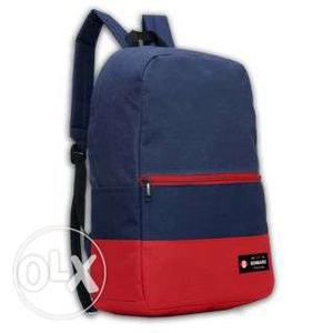 Red And Blue Suede Backpack