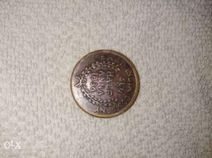  Round Copper-colored Half Anna Coin