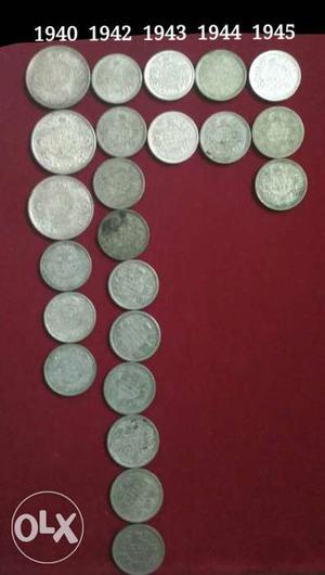  Silver Coins Set of rupee 1/4 & Half rupee