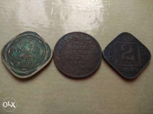 Three Indian Anna Coins