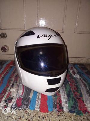 White Vega Eclipse Double Open Full Face Helmet