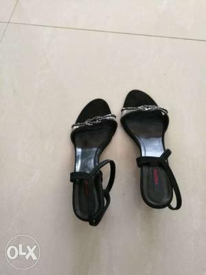 Women's Pair Of Black Ankle Strap Stilettos size 39 almost