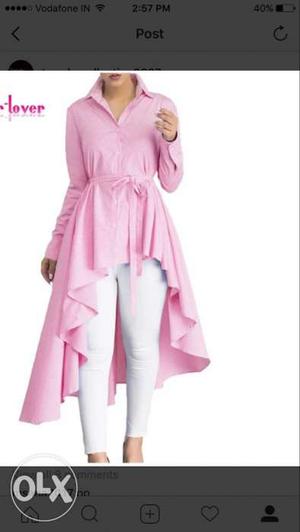 Women's Pink Long Sleeve Dress Top