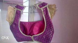Women's Purple And Gold Sari Top