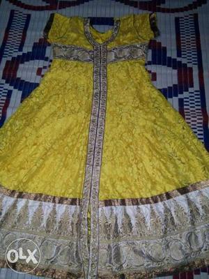 Womens Yellow And Gray Sleeveless Dress