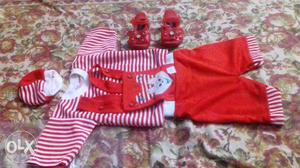 0 size baby suit and sendil new and red colour