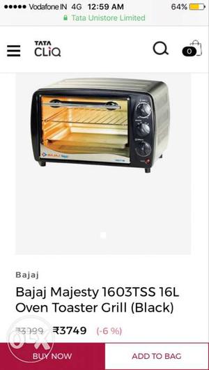 Black Bajaj Toaster Oven Screenshot