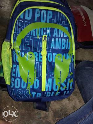 Blue And Green Zip Backpack