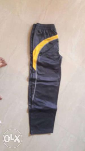Gray And Yellow Elastic Waist Pants