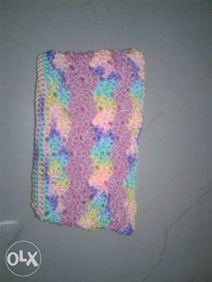 Knit Pink, Yellow And White Wallet