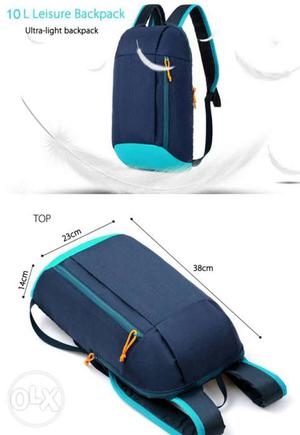 New Water resistant nylon10L Blue And Teal Leisure Backpack