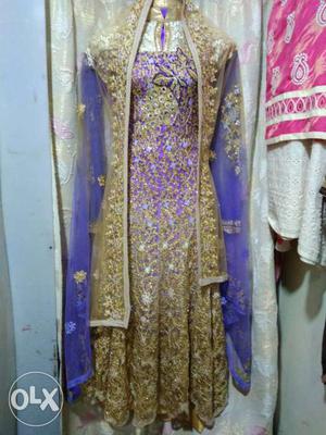 Purple And Brown Floral Traditional Dress