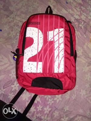 Red, Black, And White 21 Printed Backpack