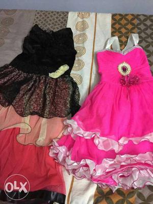 Three Black And Pink Sleeveless Dress