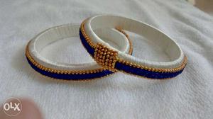 Two Blue-and-white Silk Thread Bracelets