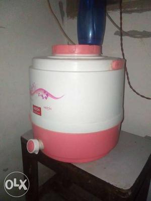 White And Pink Beverage Dispenser