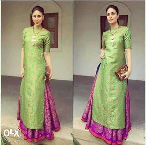 Women's Green Floral Traditional Dress