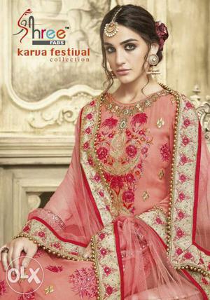 Women's Pink And Brown Floral Salwar Kameez Traditional
