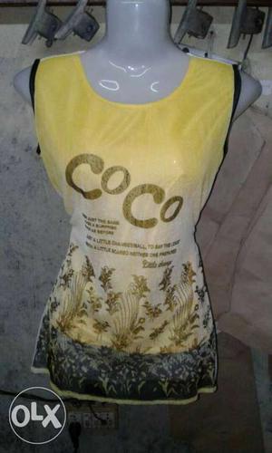 Yellow And Grey Coco Floral Tank Top