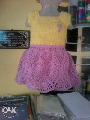Yellow And Purple Knitted Dress