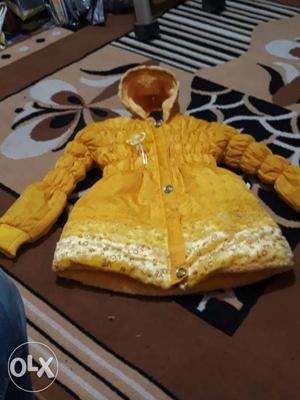 Yellow Bobble Floral Hooded Jacket