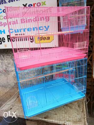 Pink And Blue Steel Bird Cage