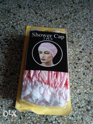 2-pcs. Pink-and-white Shower Cap