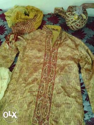 Beige And Red Jhodpuri Traditional Suit