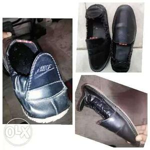 Black Leather Nike Slip-on Shoes