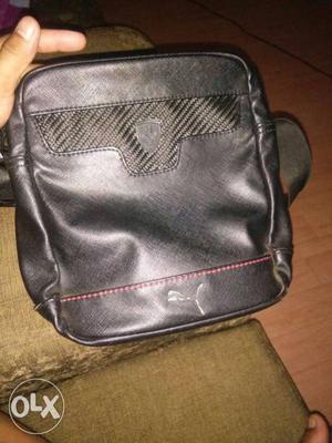 Black Leather Puma Sling Bag