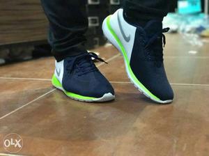 Black-white-green Nike Running Shoes