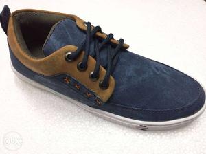 Brown And Blue Low Top Sneakers