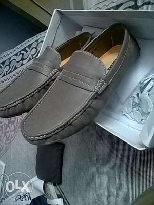 Brown Leather Penny Loafers With Box