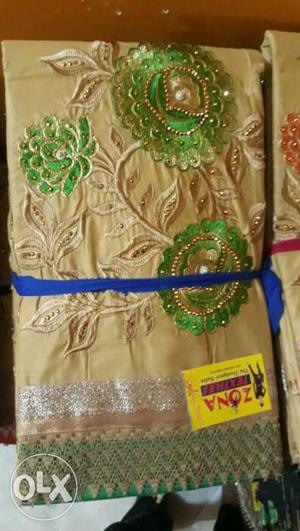 Brown,green Embroidery Textile
