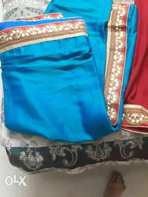 Dark firozi beautiful ekdam new sari