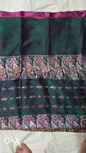 Green, Pink And Brown Floral Textile