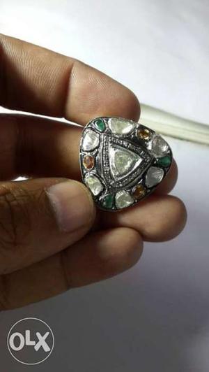 Natural diamonds polki rings with silver