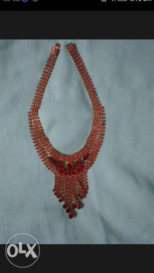 Orange Beaded Chandelier Necklace