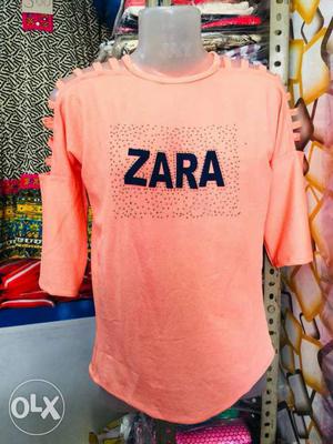 Orange Zara 3/4-sleeve Shirt