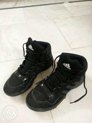Pair Of Black Adidas Basketball Shoes