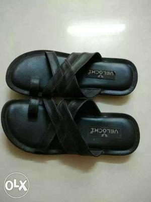 Pair Of Black Velochi Leather Sandals