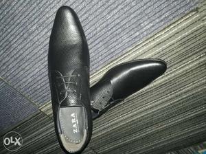 Pair Of Black Zara Leather Casual Shoes