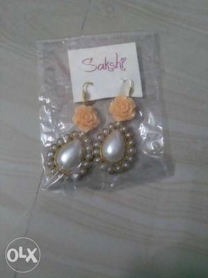 Pair Of Gold-colored Diamond Hook Earrings