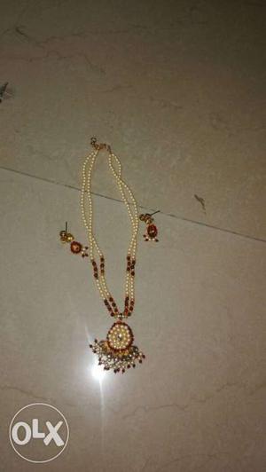 Red And Brown Beaded Chandelier Necklace